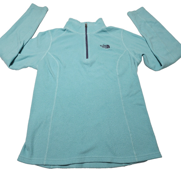 North Face Pullover Women's Size Small Teal Blue Fleece Quarter Zip Sweater - Picture 1 of 7
